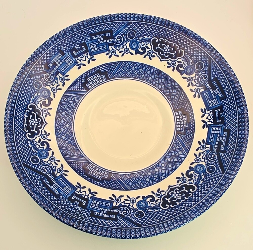 Vintage Churchill Blue/White Ceramic Round Plate Impressed Backstamp England